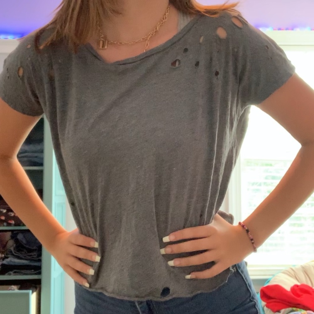 Grey top with mini holes